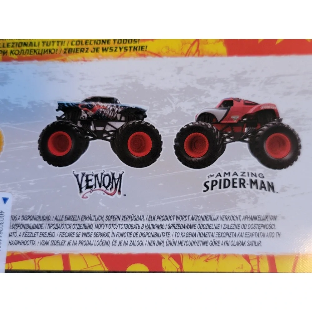 Monster Jam Marvel Venom vs Spider-Man Monster Trucks Kids 1:64 Multi New 2-Pack